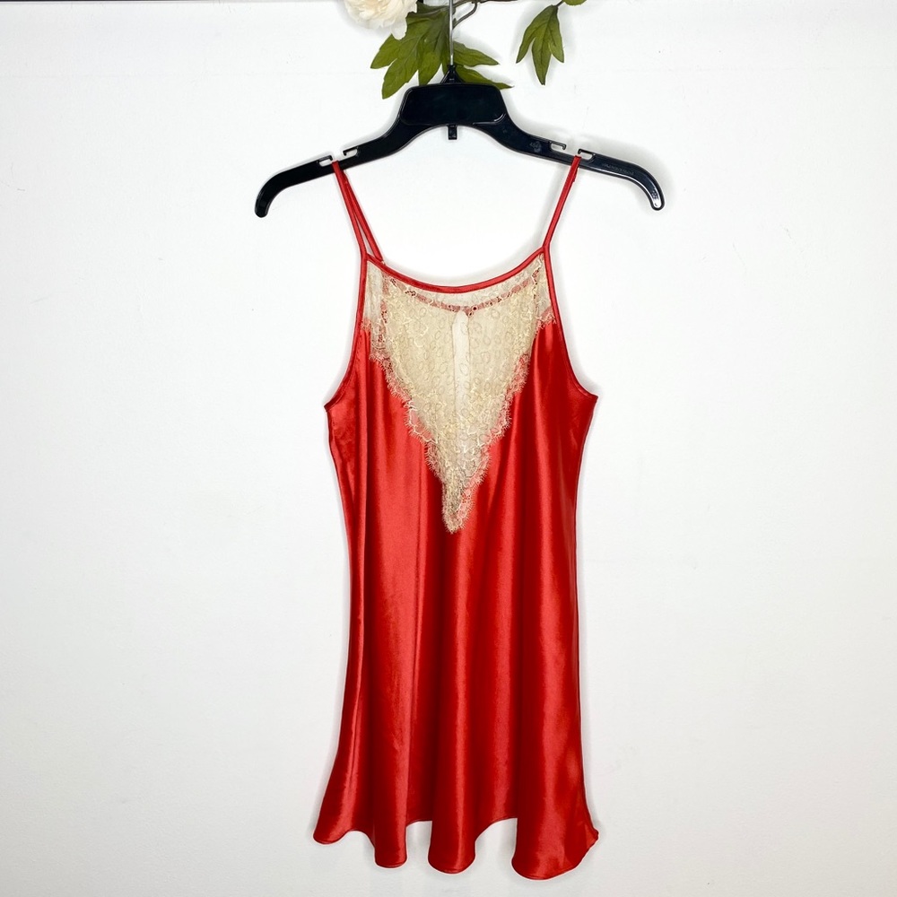 Vintage Satin Camisole Tank with Chantilly Lace